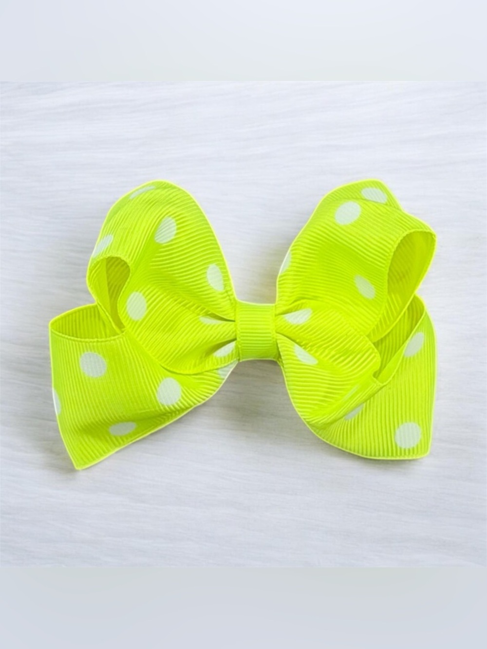 Neon Yellow Polka Dot Hair Bow